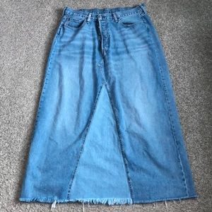 Denim Maxi Skirt in Light Blue - Casual A-Line Style